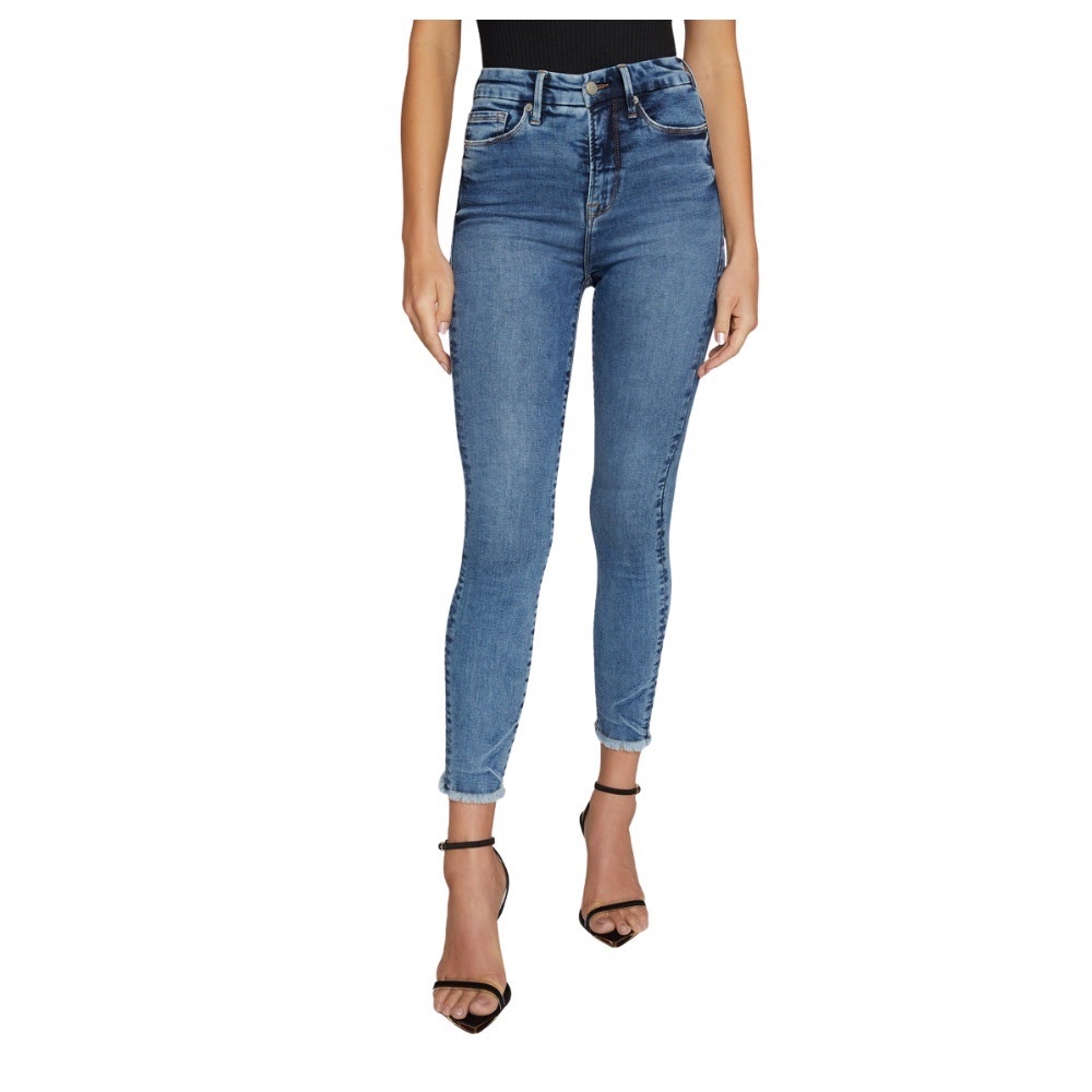 NWT Good American Good Waist Cropped Denim Jean Color: Blue633
